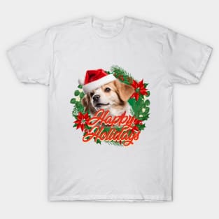 Charimg dog with happy holidays T-Shirt